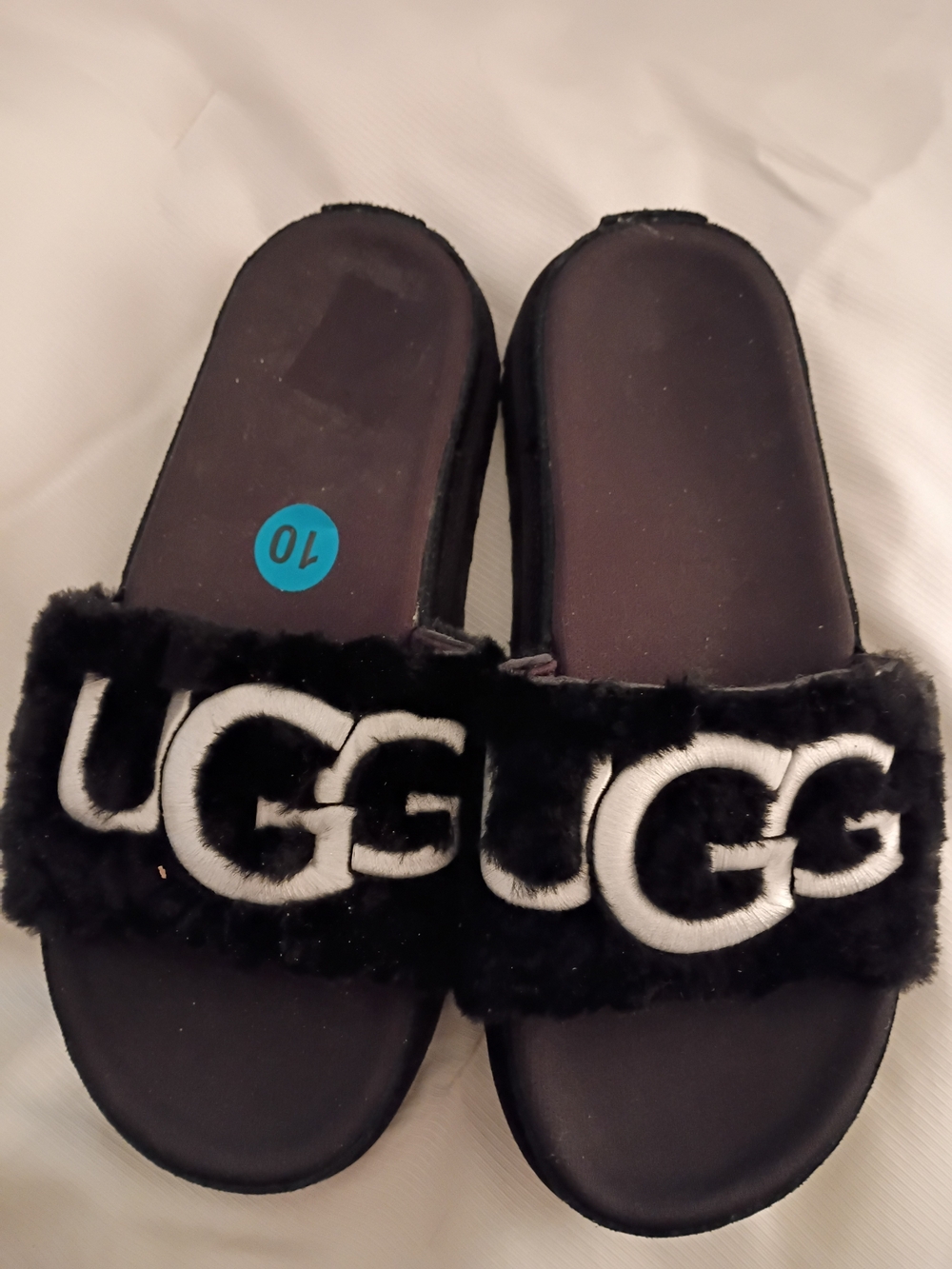 UGG Women's Black Fuzz Slide Sandals